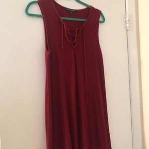 Lace up red dress